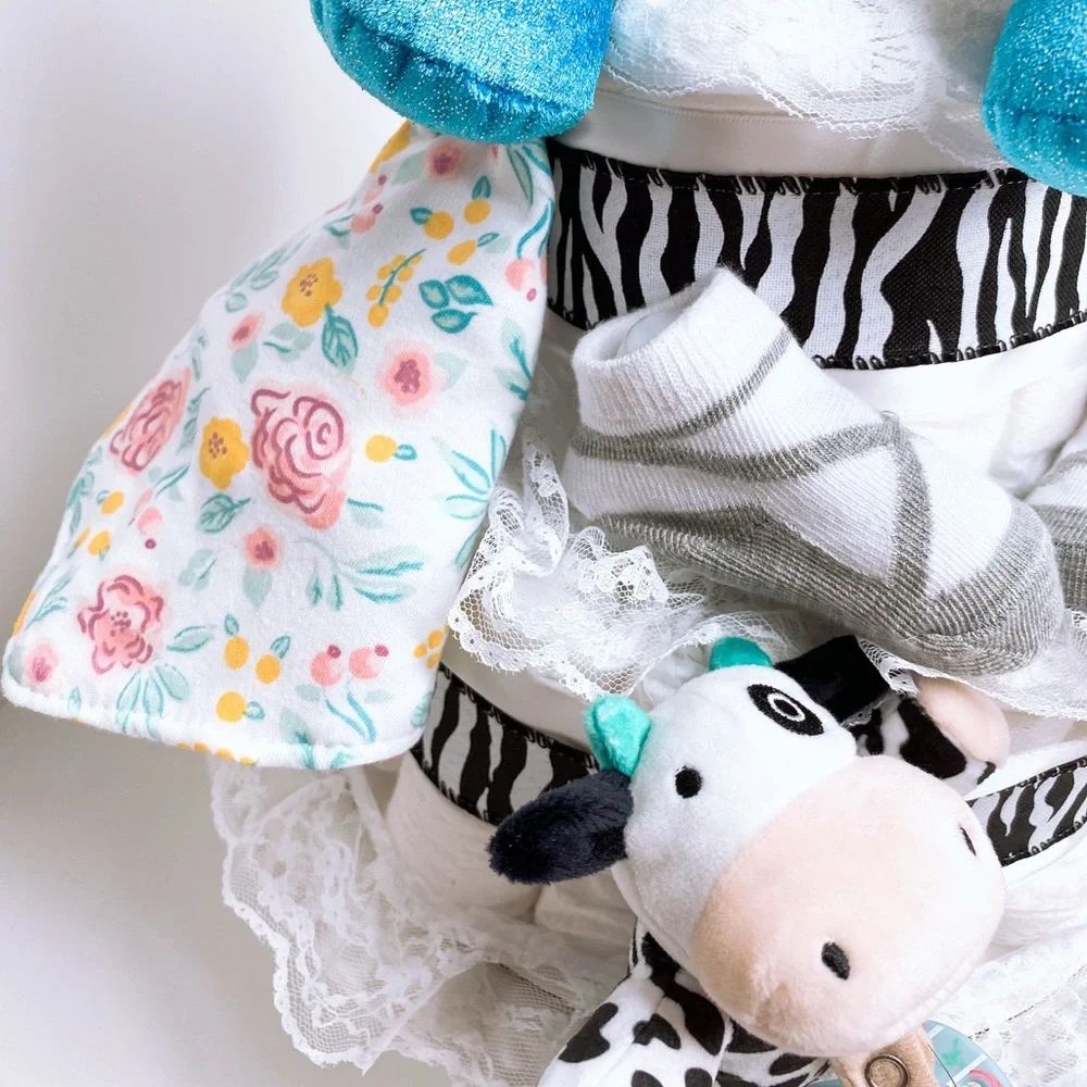 Zebra Baby Girl Diaper Cake